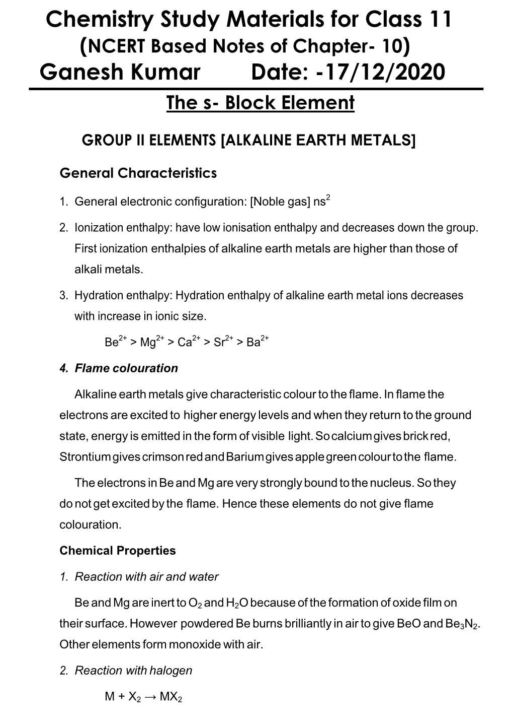 10 the S-Block Elements