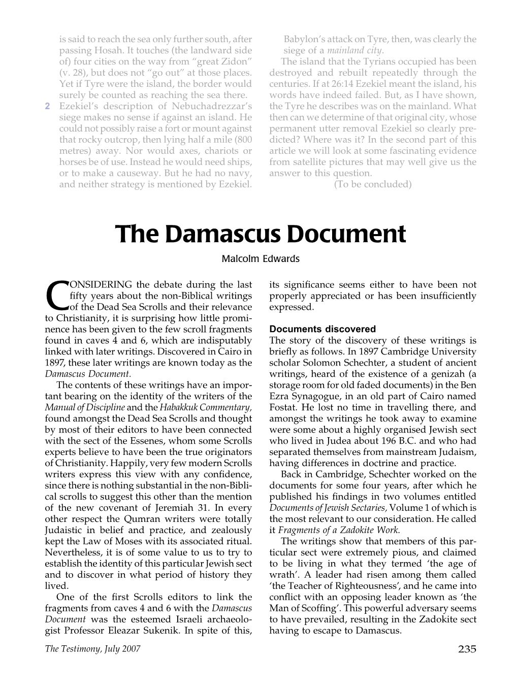 The Damascus Document Malcolm Edwards