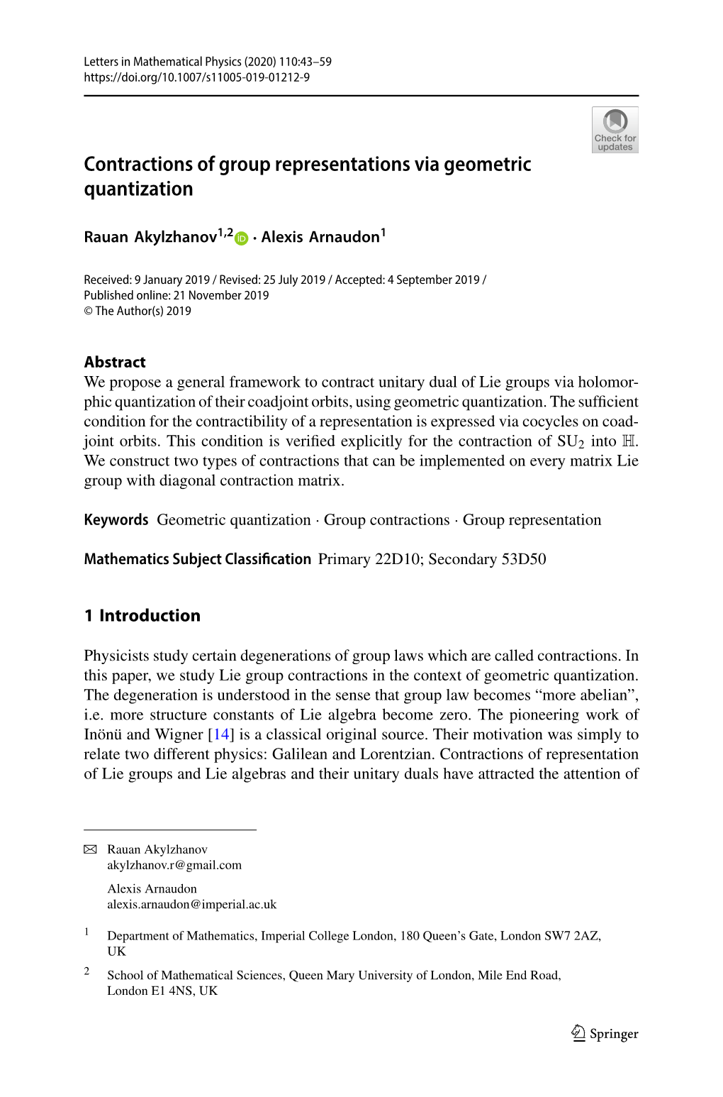 Contractions of Group Representations Via Geometric Quantization