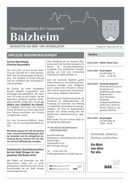 Mitteilungsblatt KW 03/21
