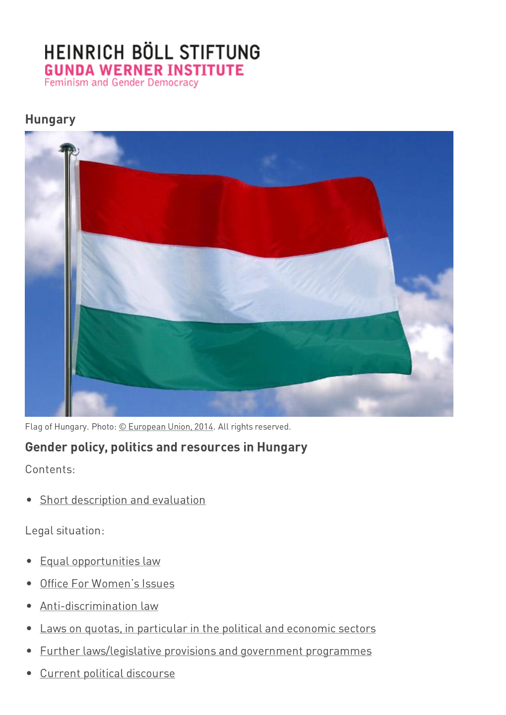 Hungary Gender Policy, Politics and Resources in Hungary
