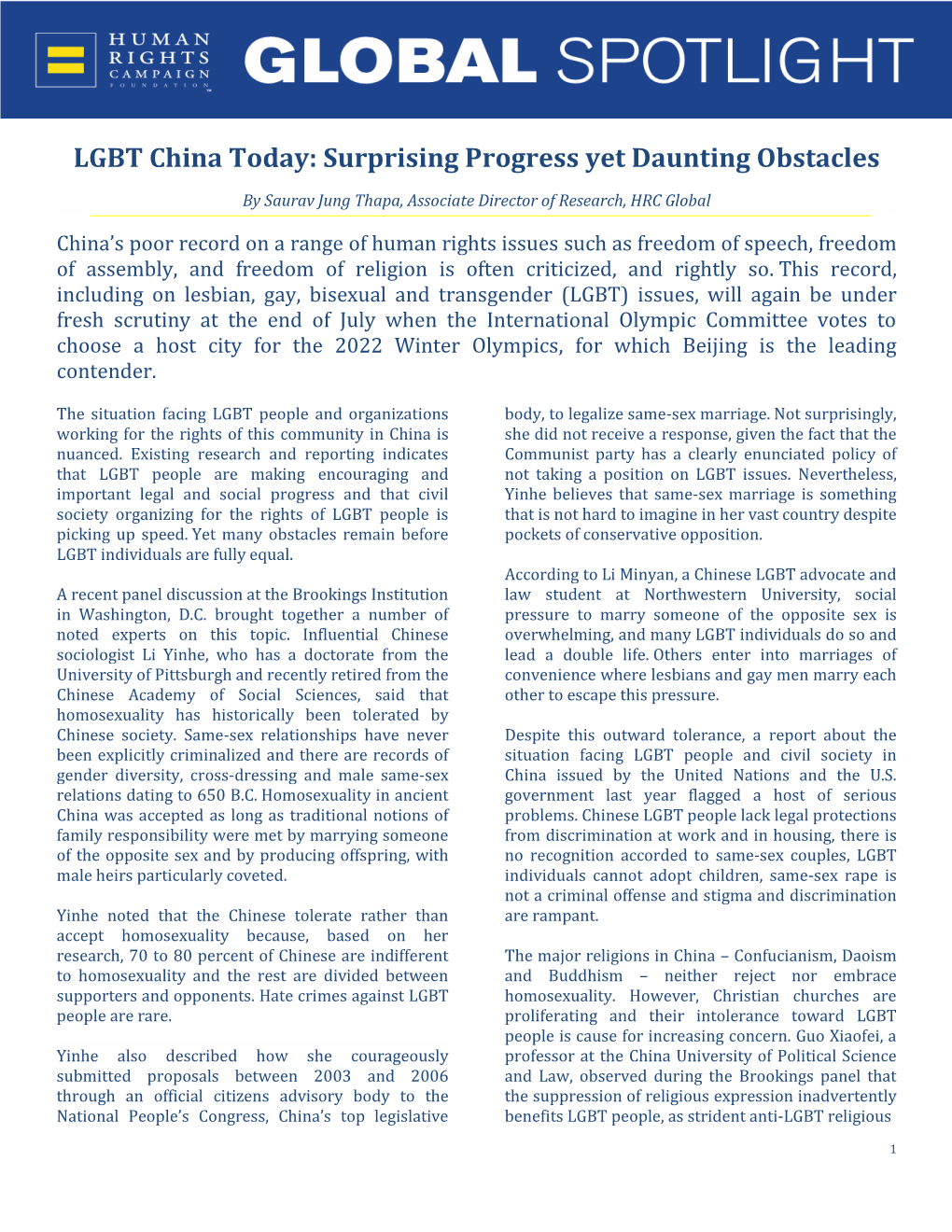 LGBT China Today: Surprising Progress Yet Daunting Obstacles