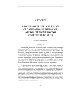 Process, Not Structure: an Organizational Behavior