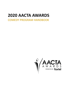 2020 Aacta Awards Comedy Program Handbook