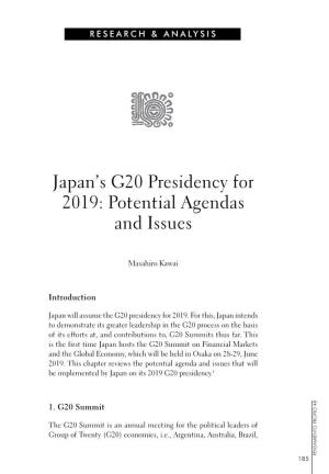 Japan's G20 Presidency for 2019