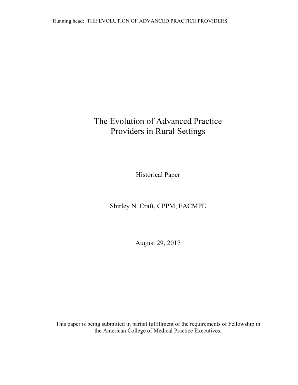 The Evolution of Advanced Practice Providers in Rural Settings