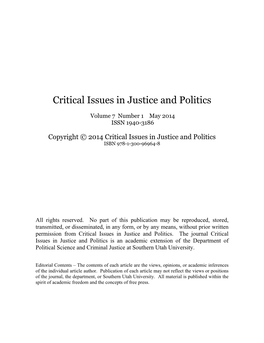 Critical Issues in Justice and Politics