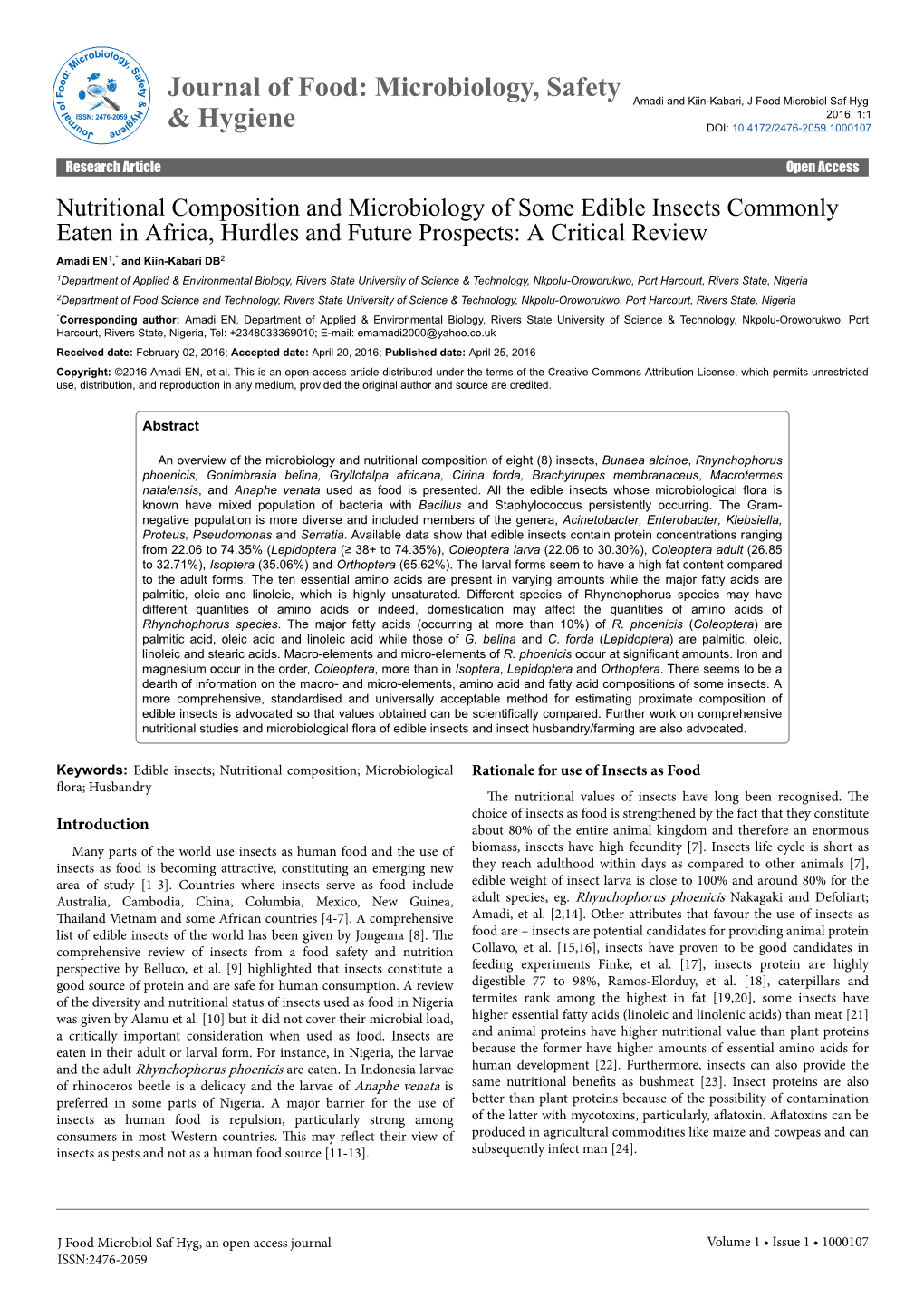 Nutritional Composition and Microbiology of Some Edible