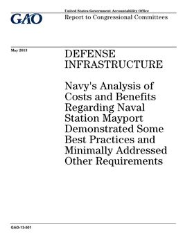 Navy's Analysis of Costs and Benefits Regarding Naval Station Mayport Demonstrated Some Best Practices and Minimally Addressed Other Requirements