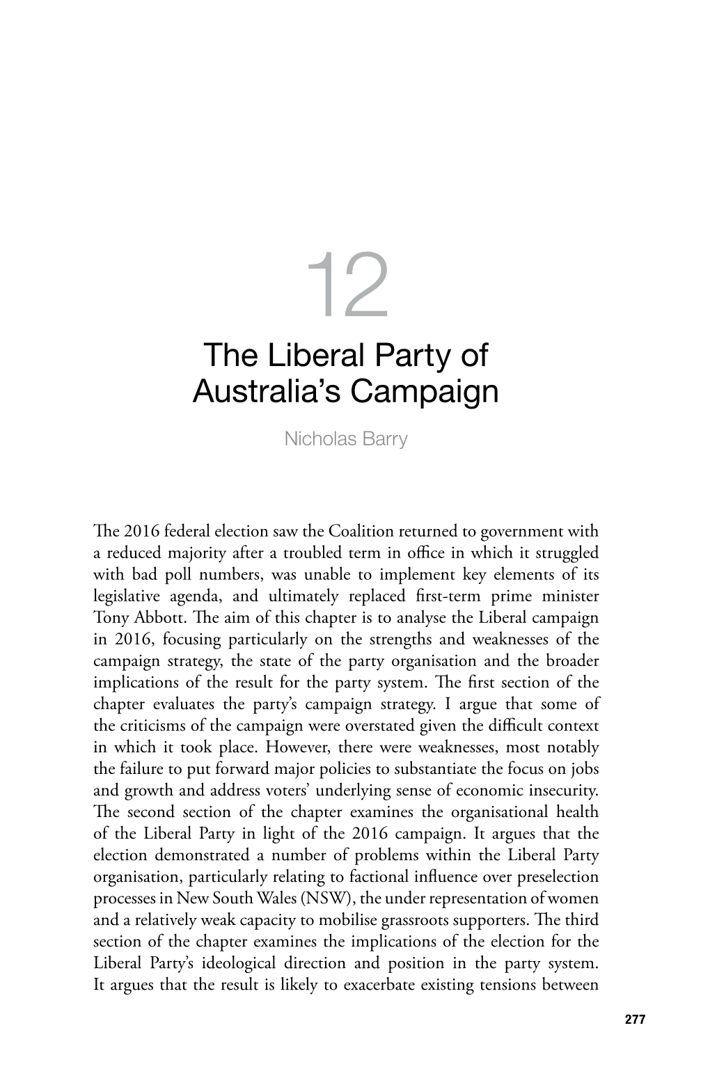 The Liberal Party of Australia's Campaign
