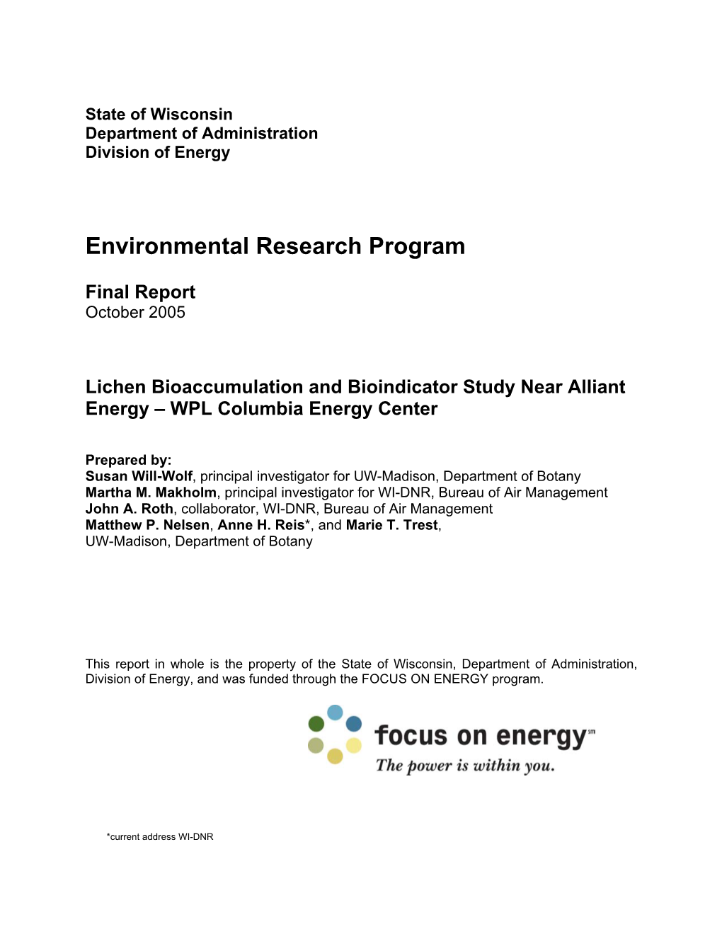 Environmental Research Program