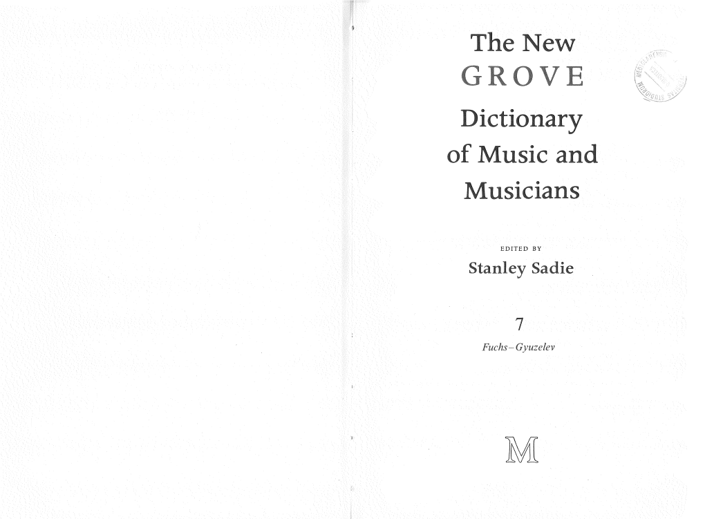 Edited by Macmillan Publishers Limited, London Grove's Dictionaries of Music Inc., Washington, Dc Peninsula Publishers Limited, Hong Kong