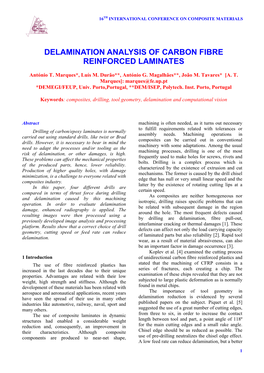 Delamination Analysis of Carbon Fibre Reinforced Laminates