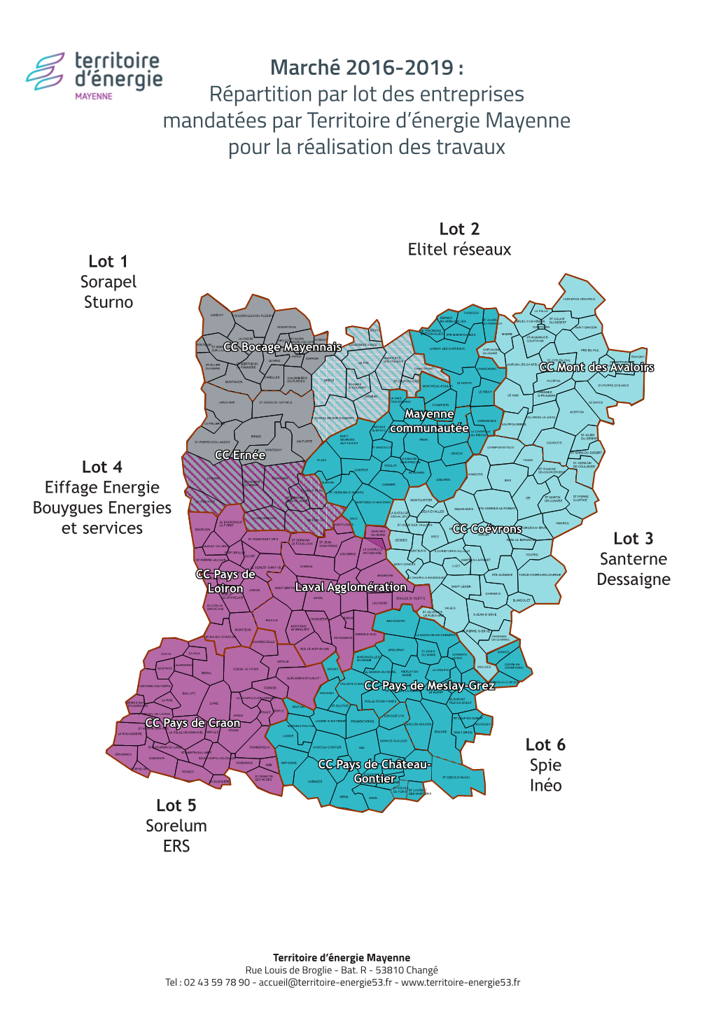 Marché 2016-2019 : Répartition Par Lot Des Entreprises Mandatées Par Territoire D’Énergie Mayenne Pour La Réalisation Des Travaux