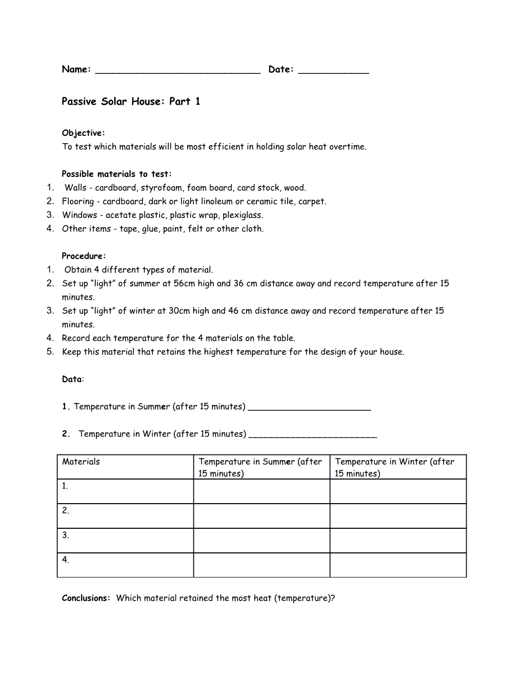 Passive Solar House: Part 1