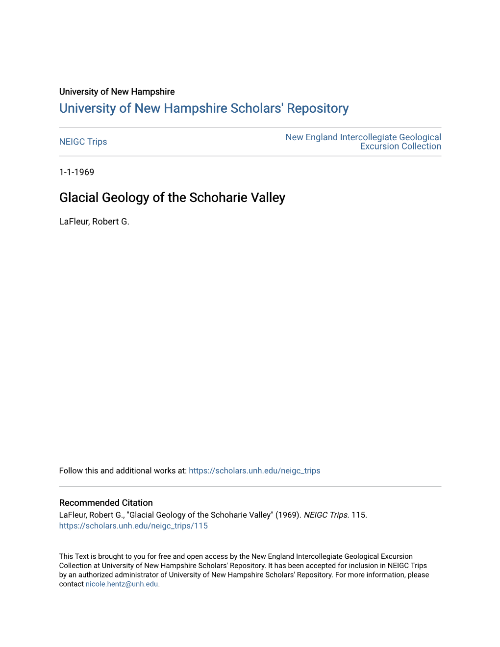 Glacial Geology of the Schoharie Valley