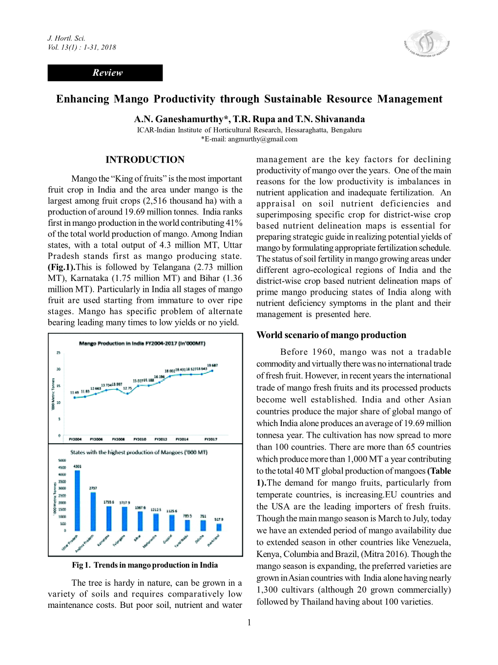 Enhancing Mango Productivity Through Sustainable Resource Management A.N