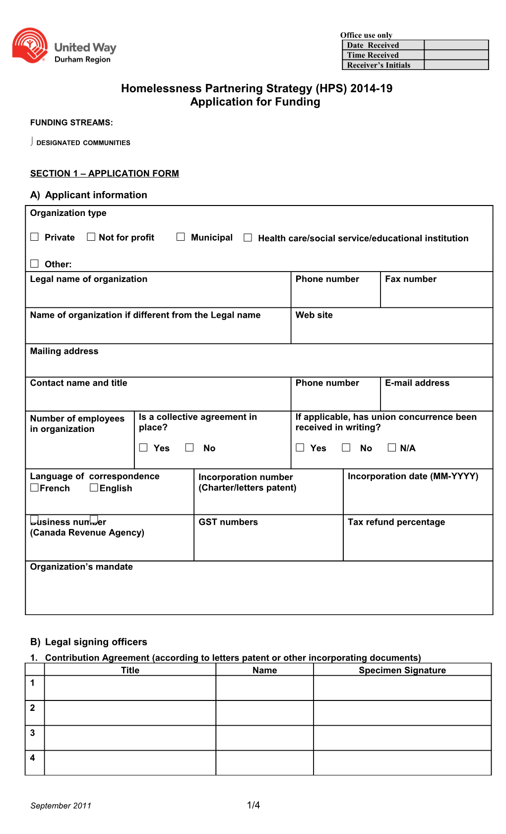 Homelessness Application for SCPI Funding