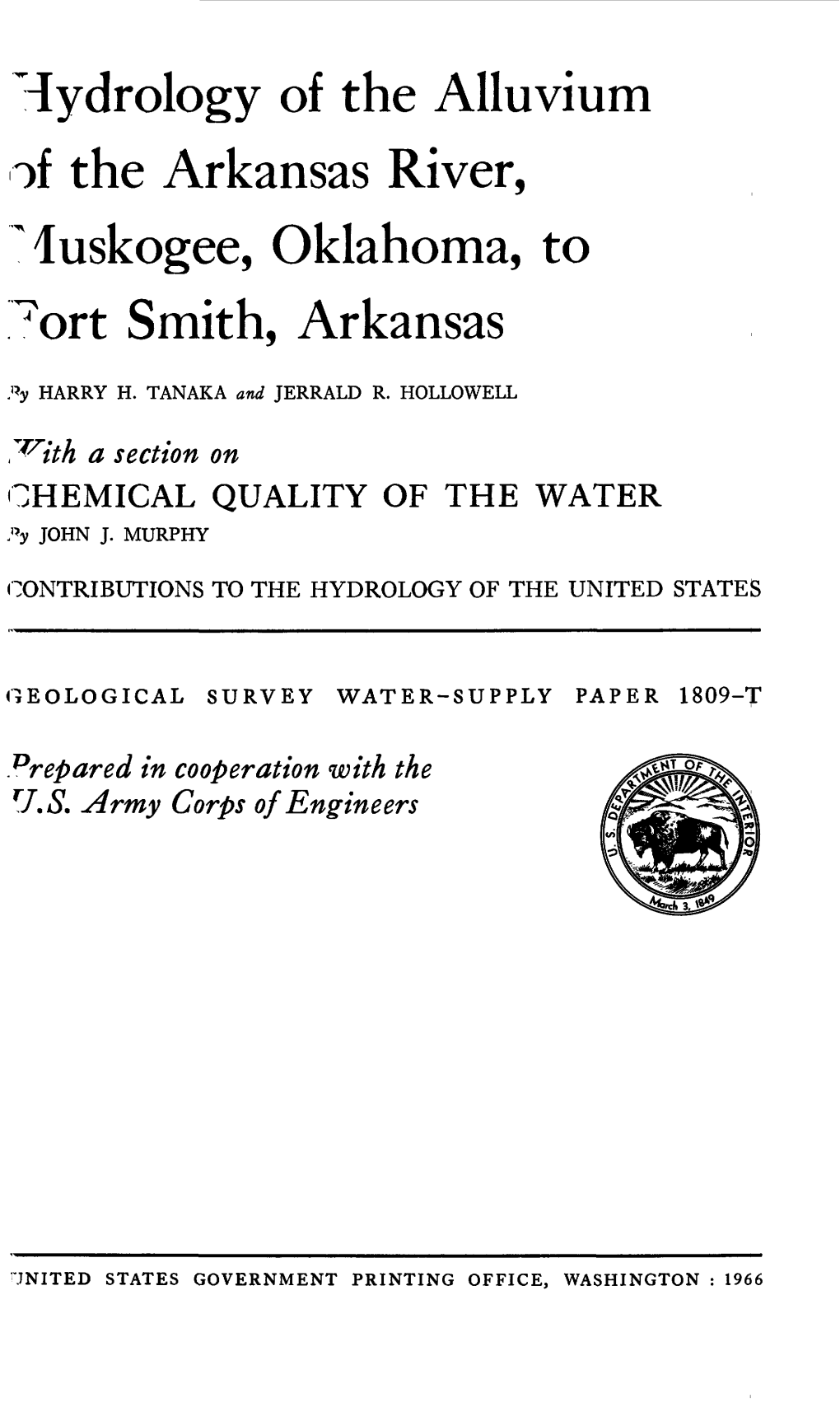 Hydrology of the Alluvium of the Arkansas River, 