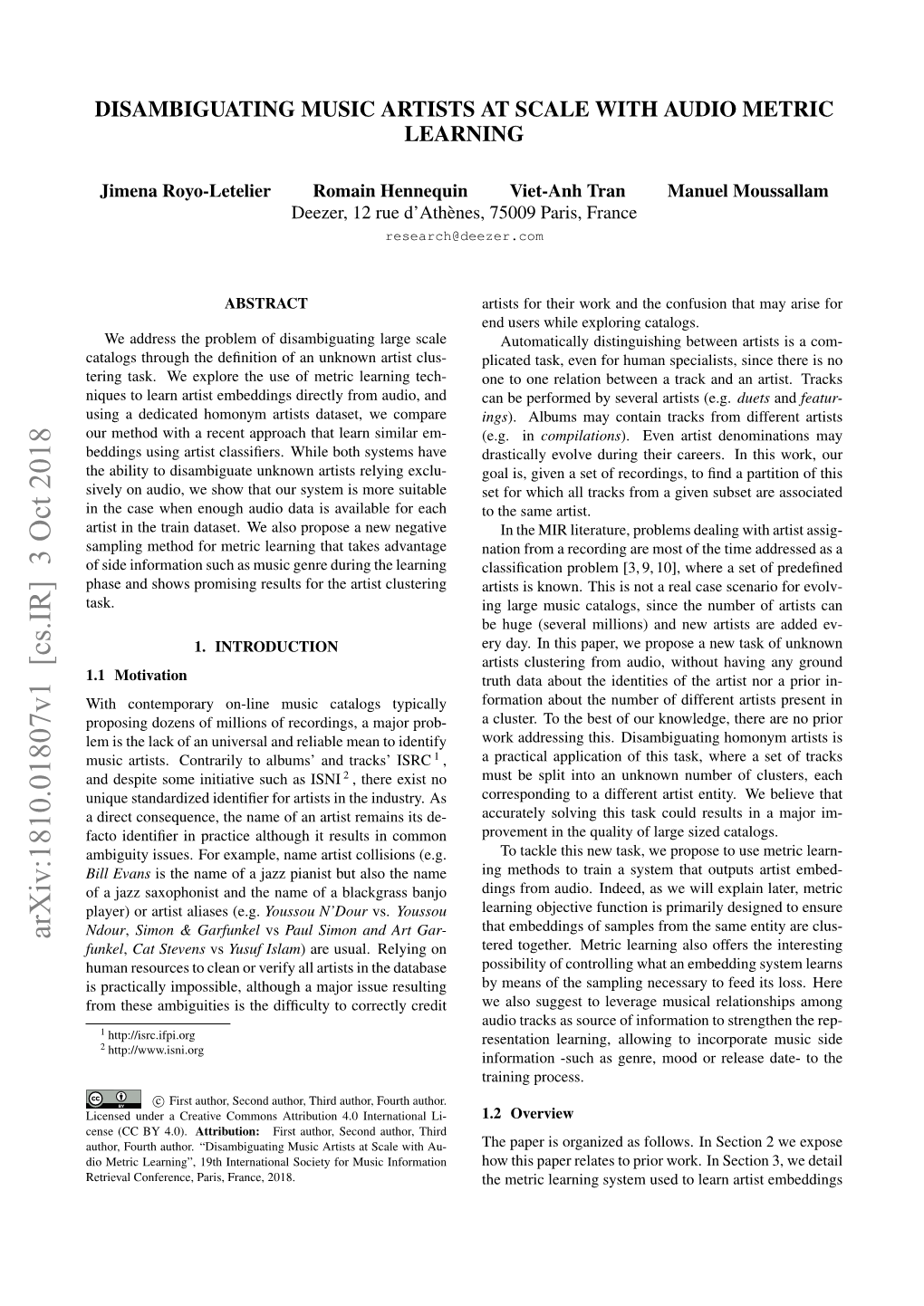 Disambiguating Music Artists at Scale with Audio Metric Learning