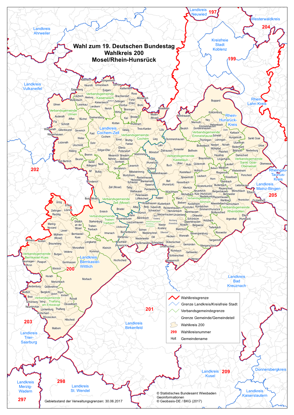 Wahl Zum 19. Deutschen Bundestag Wahlkreis 200 Mosel/Rhein-Hunsrück
