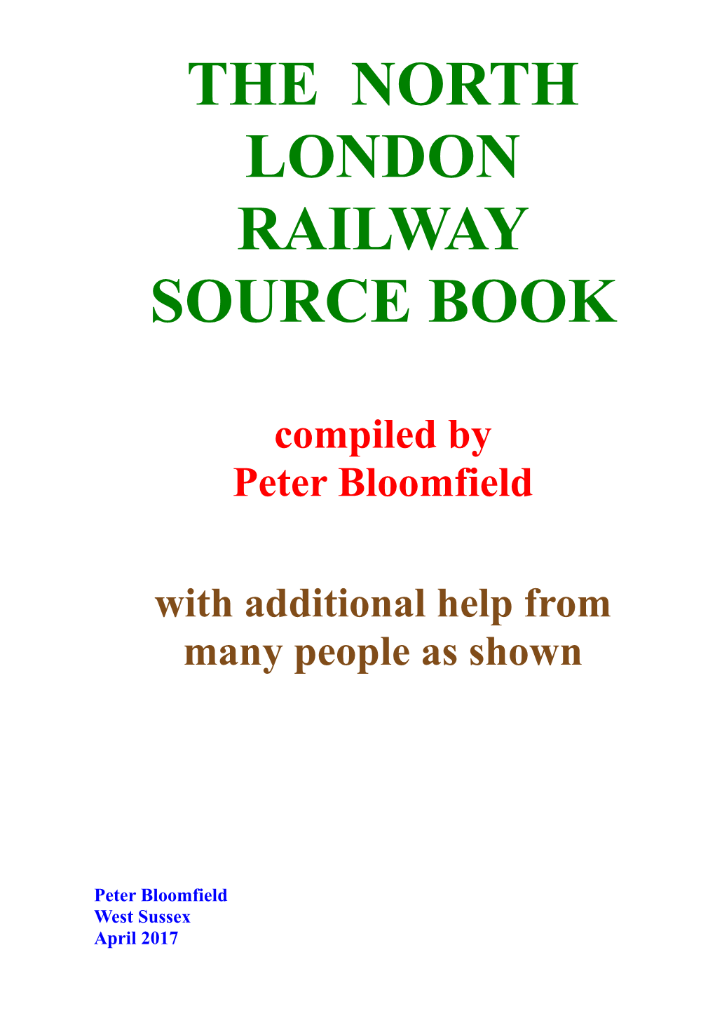 The North London Railway Source Book