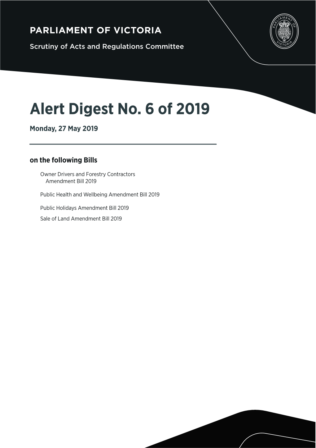 Alert Digest No. 6 of 2019