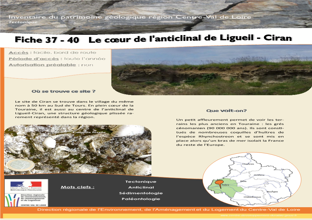 Inventaire Du Patrimoine Géologique Région Centre-Val De Loire Tectonique
