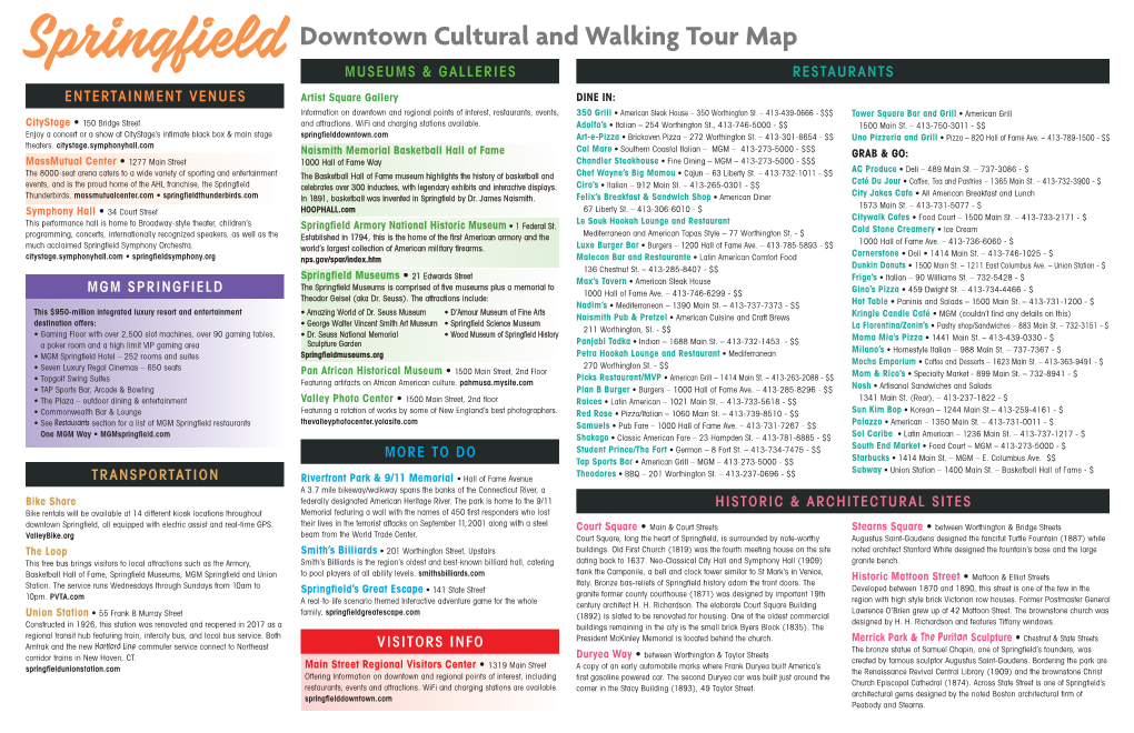 Downtown Cultural and Walking Tour Map MUSEUMS & GALLERIES RESTAURANTS