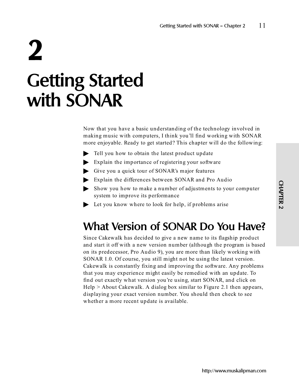 Getting Started with SONAR — Chapter 2