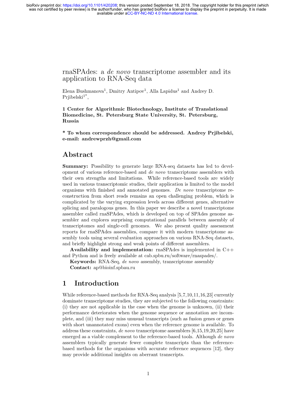 A De Novo Transcriptome Assembler and Its Application to RNA-Seq Data