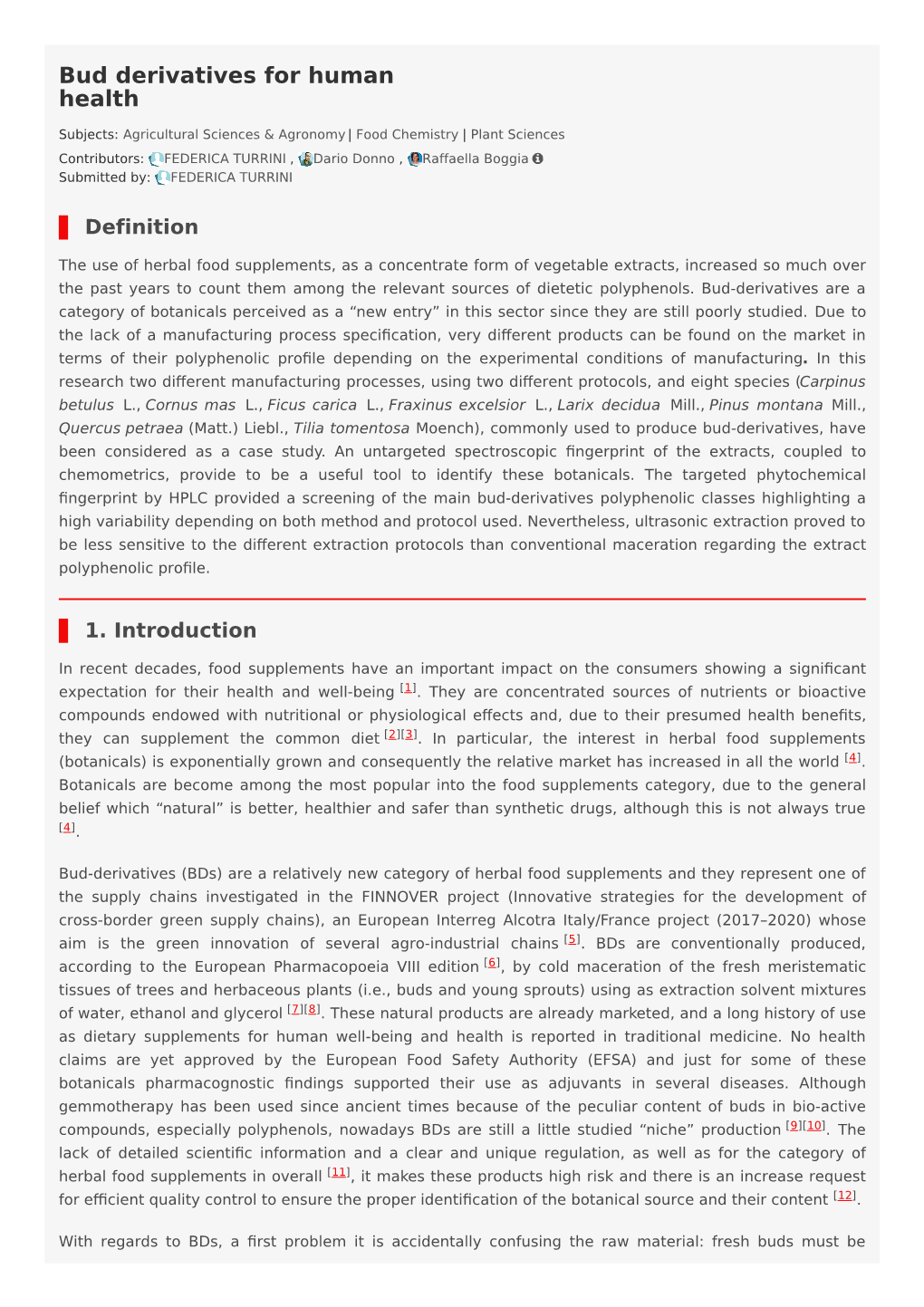 Bud Derivatives for Human Health | Encyclopedia