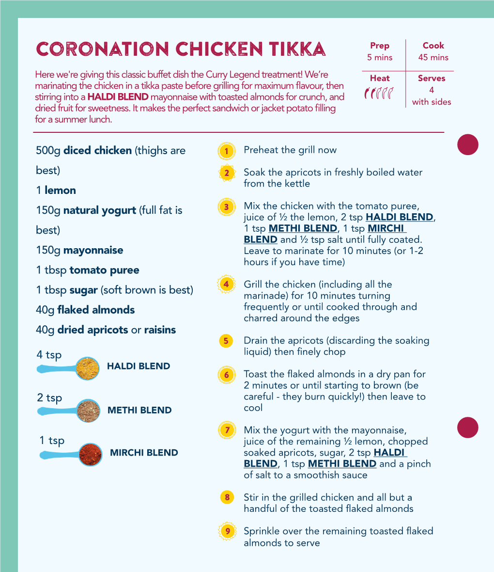 Coronation Chicken Tikka 5 Mins 45 Mins