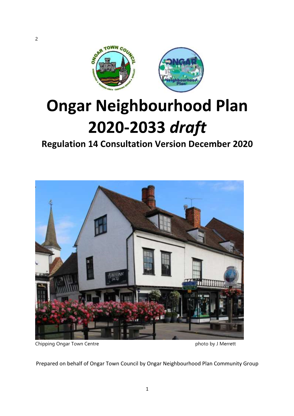 Ongar Neighbourhood Plan 2020-2033 Draft Regulation 14 Consultation Version December 2020
