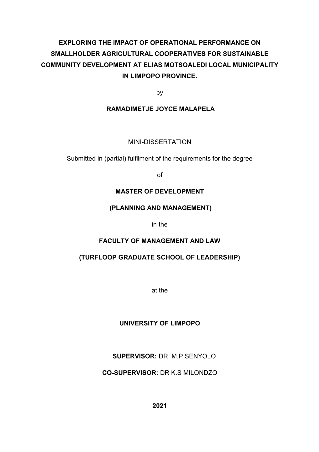 View/Open -.:University of Limpopo