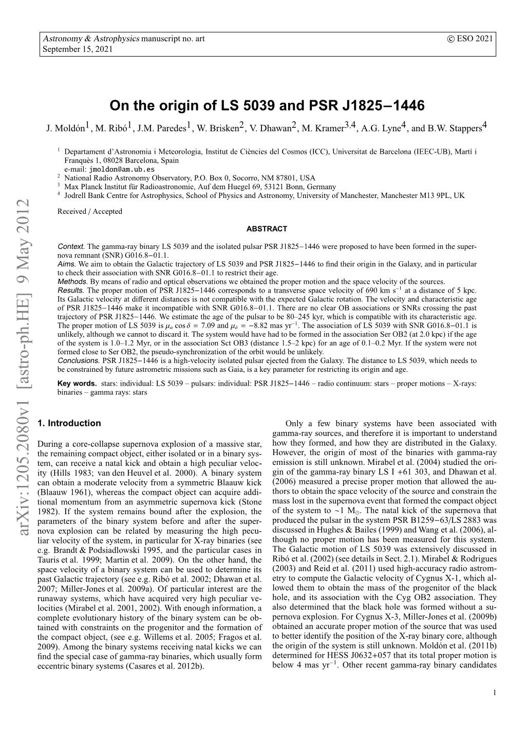 On the Origin of LS 5039 and PSR J1825-1446