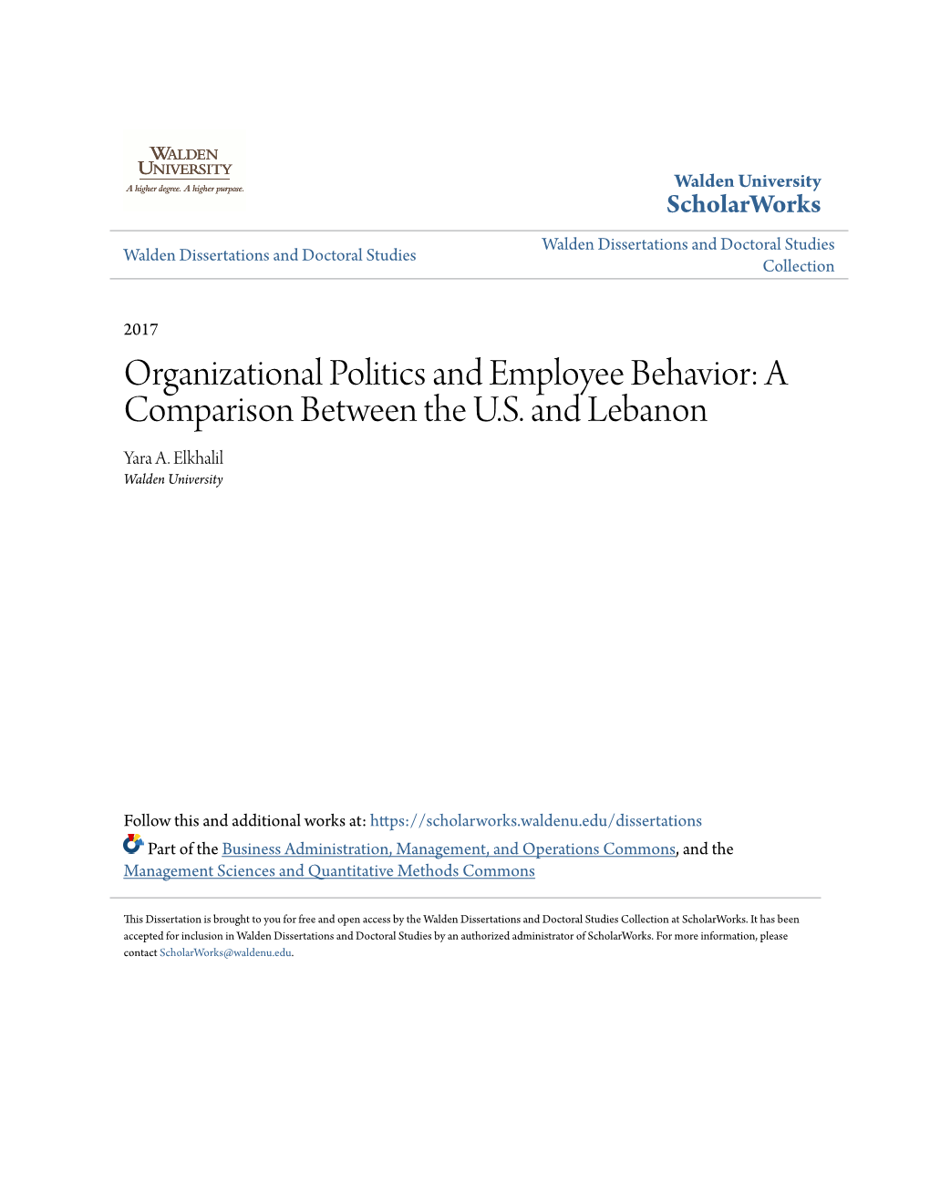 Organizational Politics and Employee Behavior: a Comparison Between the U.S