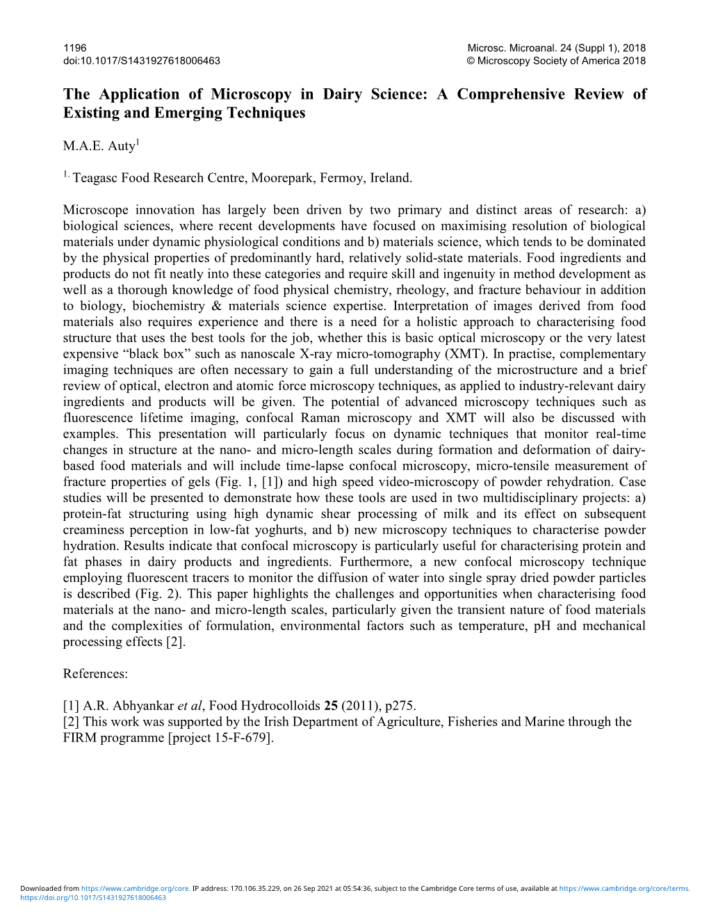 The Application of Microscopy in Dairy Science: a Comprehensive Review of Existing and Emerging Techniques