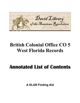 British Colonial Office West Florida Records Finding