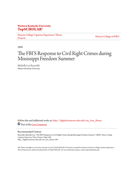 The FBI's Response to Civil Right Crimes During Mississippi Freedom
