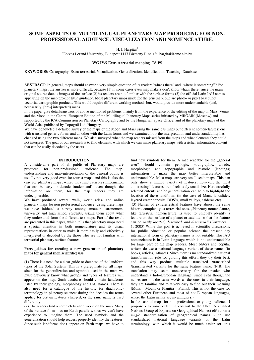 Some Aspects of Multilingual Planetary Map Producing for Non- Professional Audience: Visualization and Nomenclature