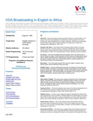 VOA E2A Fact Sheet