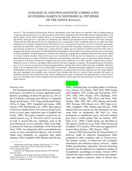 Ecological and Phylogenetic Correlates of Feeding Habits in Neotropical Pitvipers of the Genus Bothrops