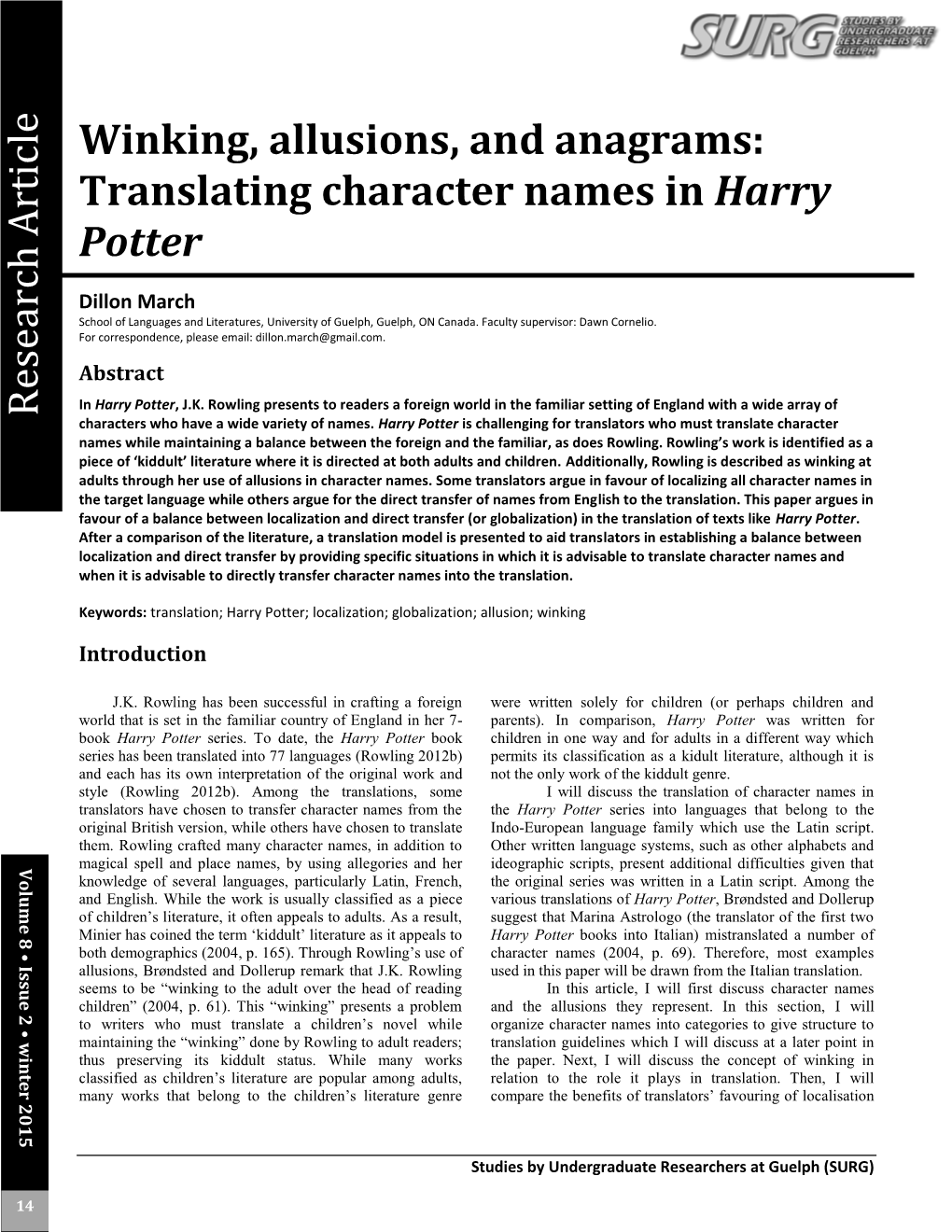 Translating Character Names in Harry Potter Research Article