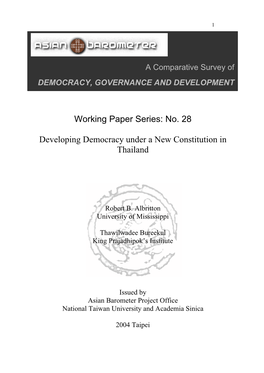 No. 28 Developing Democracy Under a New Constitution in Thailand