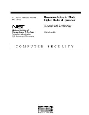 Recommendation for Block Cipher Modes of Operation Methods