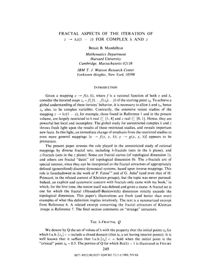 FRACTAL ASPECTS of the ITERATION of 7 - Xz(1 - 2) for COMPLEX X and Z Benoit B