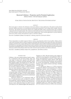 Bacterial Cellulose - Properties and Its Potential Application (Bakteria Selulosa - Sifat Dan Keupayaan Aplikasi)