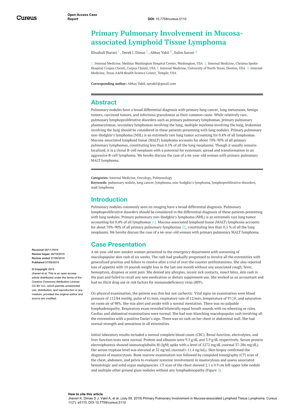 Associated Lymphoid Tissue Lymphoma