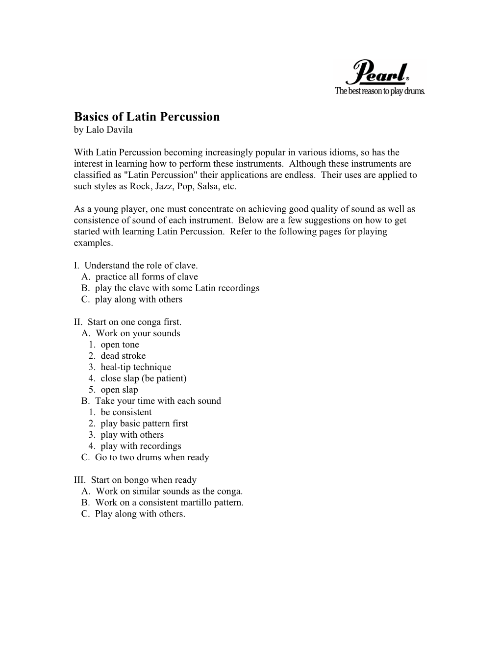 Basics of Latin Percussion by Lalo Davila